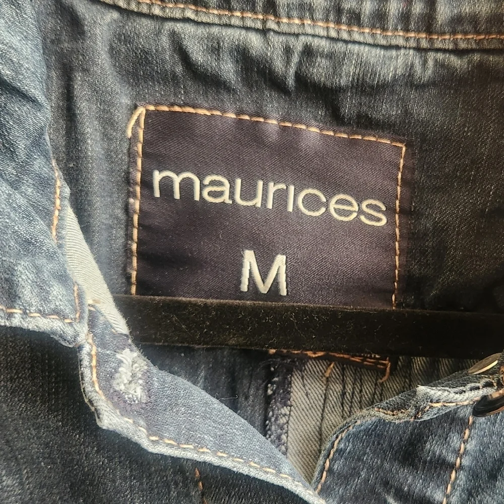 Maurices- dark wash distressed jean jacket - Picture 4 of 5
